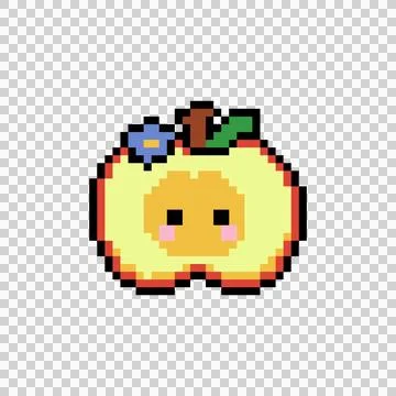 Cute apple character illustration pixel art design Stock Illustration