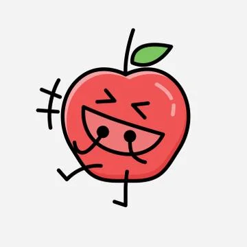 Cute Apple Fruit Mascot Vector Character in Flat Design Style Illustrazione stock