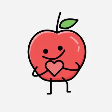 Cute Apple Fruit Mascot Vector Character in Flat Design Style Stock Illustration