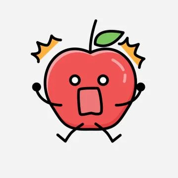 Cute Apple Fruit Mascot Vector Character in Flat Design Style Stock Illustration