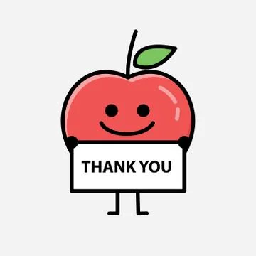 Cute Apple Fruit Mascot Vector Character in Flat Design Style Stock Illustration