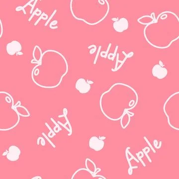 Cute Apple Fruit seamless pattern with word label Stock Illustration