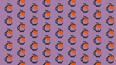 Cute Apple Mug Pattern Background. Stock Footage 325388705