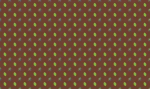 Cute apple pattern with green and pink on brown background Stock Illustration
