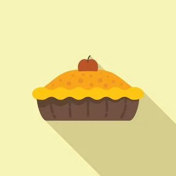 Cute apple pie icon flat . Cake dessert Illustrazione stock