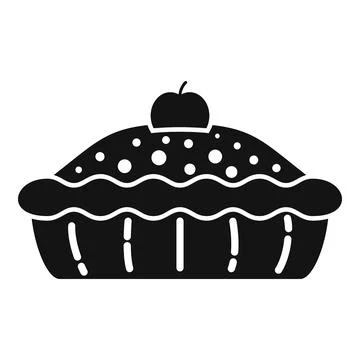 Cute apple pie icon simple . Cake dessert Stock Illustration