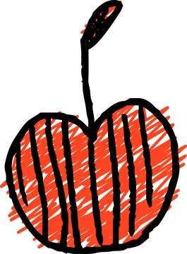 Cute apple scribble drawn by a child Stock Illustration