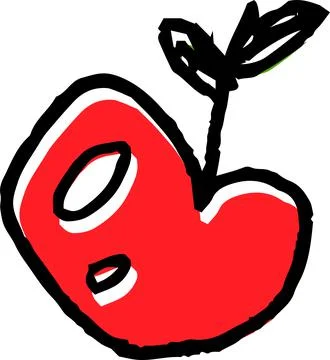 Cute apple scribble drawn by a child Stock Illustration