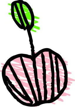 Cute apple scribble drawn by a child Stock Illustration