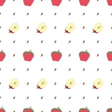 Cute Apple Seamless Pattern Vector Stock Illustration