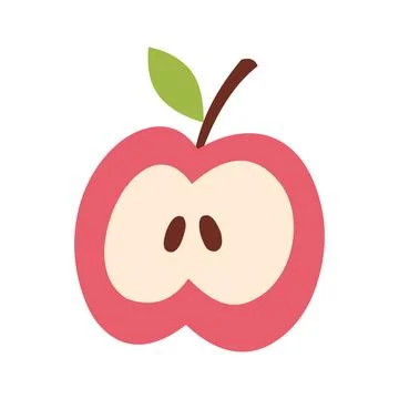 Cute Apple Slice Illustration in Flat Style Isolated on White Background Stock Illustration