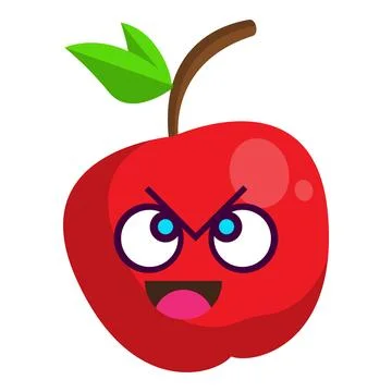 Cute apple stickers fruit characters Stock Illustration