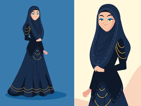 Cute arabic bride Stock Illustration