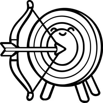 Cute archery bow target coloring page icon Stock Illustration