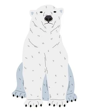 Cute arctic bear sitting Stock Illustration