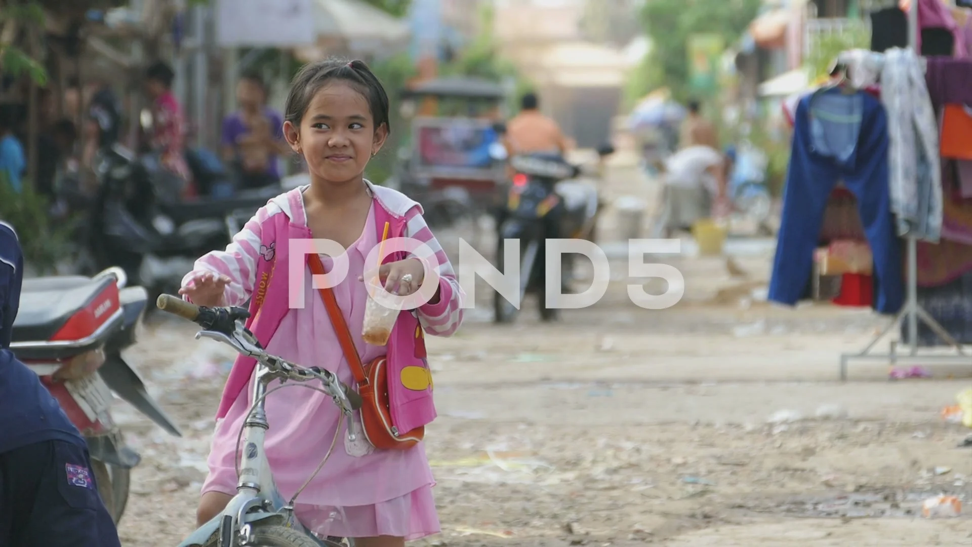 Cute Asian Girl Hanging Out In Cambodian... | Stock Video | Pond5