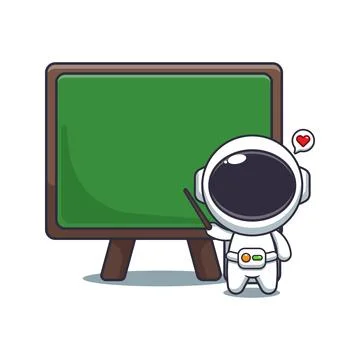 Cute astronaut with blackboard cartoon vector illustration Stock Illustration
