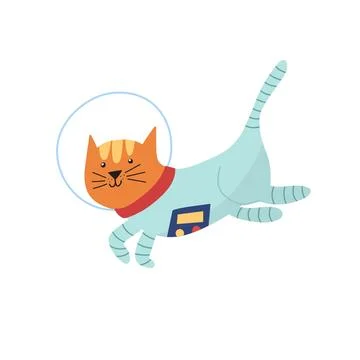 Cute astronaut cat in outer space. Funny print for kids Stock Illustration