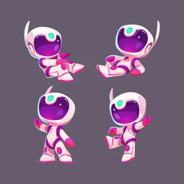 Cute astronaut in different poses Stock Illustration