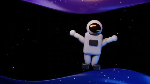 Cute Astronaut Floating in Colorful Space Loop Stock Footage 344590126