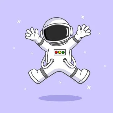 Cute Astronaut Floating an Jumping  in Starry Space Vector Stock-Illustration