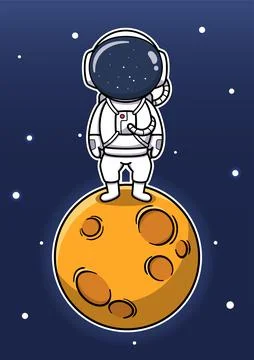 Cute Astronaut On The Moon Stock Illustration