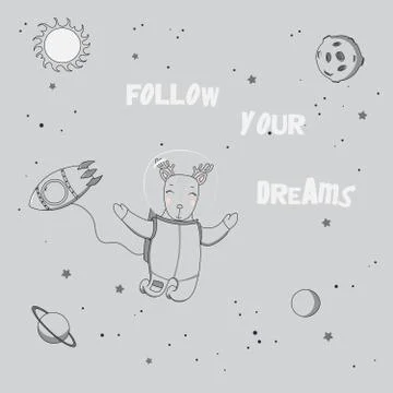 Cute astronaut poster Stock Illustration