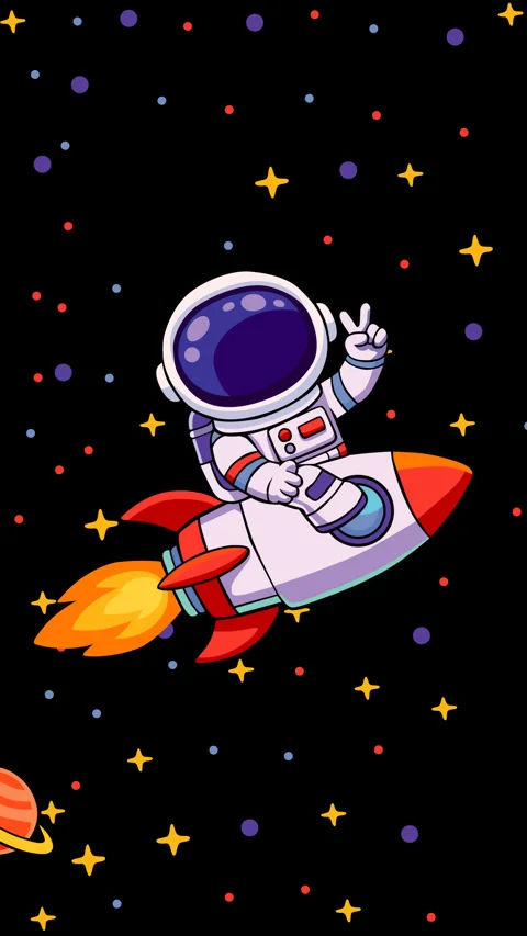 Cute Astronaut Riding Rocket Through Outer Space 库存影片 331793241