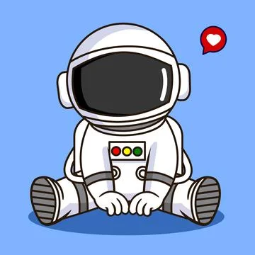 Cute Astronaut Sitting Vector Illustration Cartoon Design Illustration