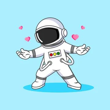 Cute Astronaut Spreading Loves Vector Illustration Stock Illustration