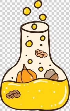 Cute Autumn Back to School Science Beaker Bottle Hand Drawn Stock Illustration