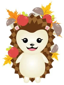 Cute Autumn Hedgehog Illustration