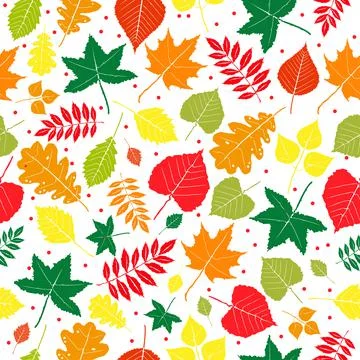 Cute autumn seamless leaf pattern. Autumn bright leaves Stock Illustration