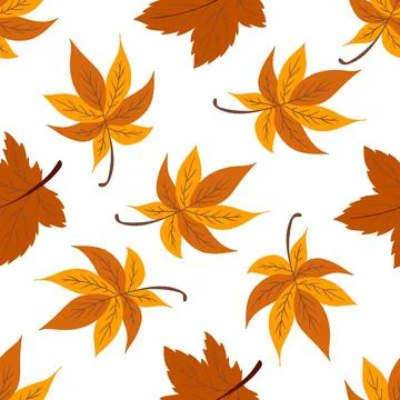 A cute autumn seamless pattern with berries and autumn leaves. This pattern i Stock Illustration