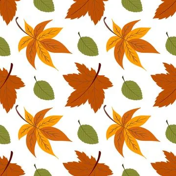 A cute autumn seamless pattern with berries and autumn leaves. This pattern i Stock Illustration
