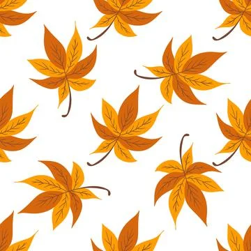 A cute autumn seamless pattern with berries and autumn leaves. This pattern i Stock Illustration