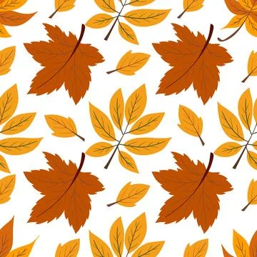 A cute autumn seamless pattern with berries and autumn leaves. This pattern i 스톡 일러스트