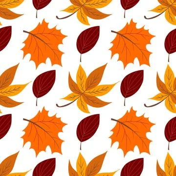 A cute autumn seamless pattern with berries and autumn leaves. This pattern i Stock Illustration