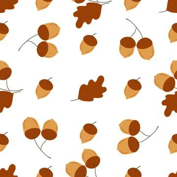 A cute autumn seamless pattern with berries. Acorns, oak, and leaves Stockillustratie