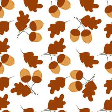 A cute autumn seamless pattern with berries. Acorns, oak, autumn forest. Patt Stock Illustration