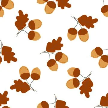 A cute autumn seamless pattern with berries. Acorns, oak, autumn forest. Patt Stock Illustration