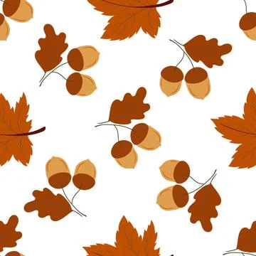 A cute autumn seamless pattern with berries. Acorns, oak, autumn forest. Patt Stock Illustration