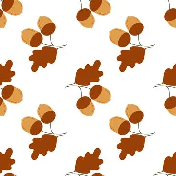 A cute autumn seamless pattern with berries. Acorns, oak, autumn forest. Patt Stock Illustration