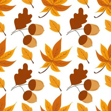 A cute autumn seamless pattern with berries. Autumn forest, leaves. Pattern f Illustrazione stock