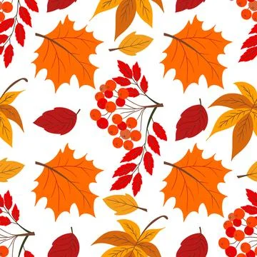 A cute autumn seamless pattern with berries. Autumn forest Stock Illustration