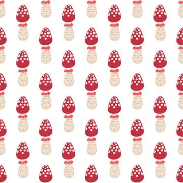 Cute autumn seamless pattern with mushrooms. Fairytale mushrooms and fly agar Stock Illustration