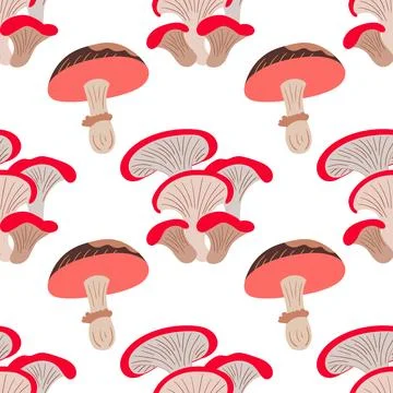 Cute autumn seamless pattern with mushrooms. Fairytale mushrooms. Pattern for Stock Illustration