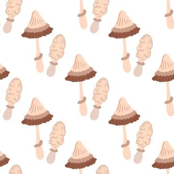 Cute autumn seamless pattern with mushrooms. Fairytale mushrooms. Pattern for Stock Illustration