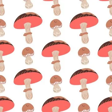 Cute autumn seamless pattern with mushrooms. Fairytale mushrooms. Pattern for Stock Illustration