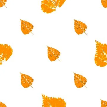 Cute autumn seamless pattern. Texture of orange autumn leaves. Print for clot Stock Illustration
